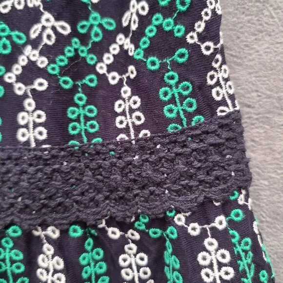 Anthropologie MAEVE Cammie Embroidered Peplum Top L Navy Green V Neck Boho NWT - Picture 5 of 12